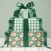 Groene Retro Vintage Kerstman Inpakpapier Vel