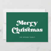 Groene Retro Vintage Lettertype Prettig Kerstfeest Feestdagenkaart (Voorkant)
