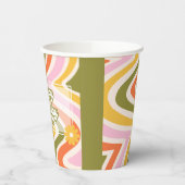 Groene Retro Wave Groovy Bloem 40e Verjaardag Papieren Bekers (Links)