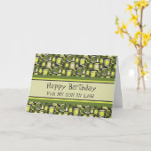 Groene Retro Zoon in Recht Verjaardag Kaart (Gele Bloem)