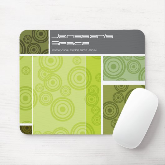 Groene Retrocirkels Kleurblokken Abstract Muismat (Met muis)