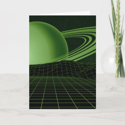 Groene Retrowave Groeten Kaart (Voorkant)