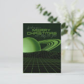 Groene retrowave Kerstmis Briefkaart (Staand voorkant)