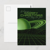 Groene retrowave Kerstmis Briefkaart (Voorkant / Achterkant)