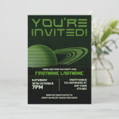 Groene retrowave Party uitnodiging (Staand voorkant)