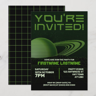 Groene retrowave Party uitnodiging