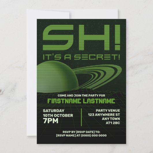 Groene Retrowave Verrassingsverjaardagsfeest Uitno Kaart (Voorkant)