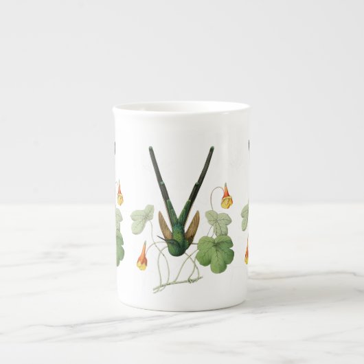 Groene reuzenvogels en Nasturtium Porselein Kop (Voorkant)