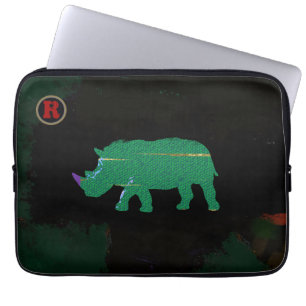 groene rhinodierkunst laptop sleeve
