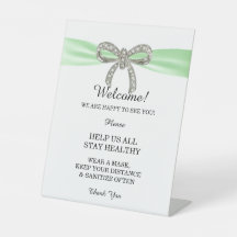 Groene ribbon Diamond Bow Wedding Safety
