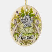 Groene Ridder Familie Crest Achternaam ornament (Rechts)