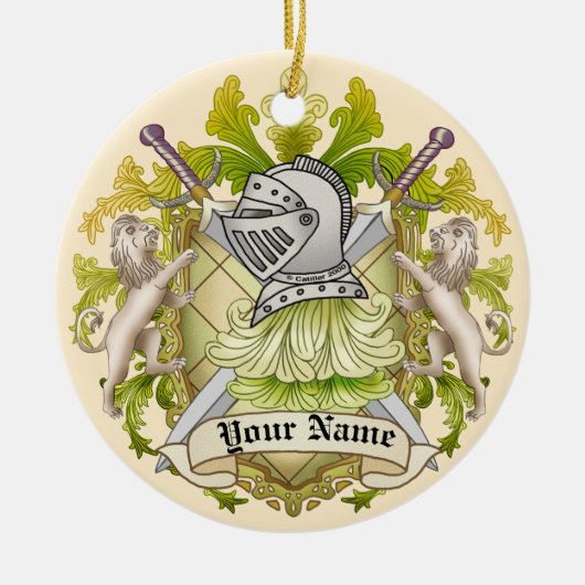Groene Ridder Familie Crest Achternaam ornament (Voorkant)