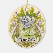 Groene Ridder Familie Crest Achternaam ornament (Links)