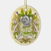 Groene Ridder Familiewapen Achternaam Keramisch Ornament (Rechts)