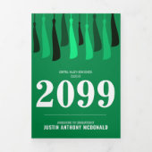 Groene rij Tassels 3-foto-Afstuderen Drieluik Uitnodiging (Cover)