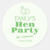 Groene Ringen Hen Party Ronde Sticker (Voorkant)