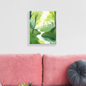 Groene rivier | Waterverfschilderij van bos Canvas Afdruk (Insitu (Woonkamer))