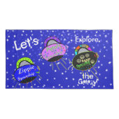 Groene Robot Meisje Ruimteschepen Kinder King Kussensloop (Achterkant-Links)