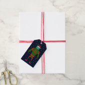 Groene Robot Santa in Ruimte Bijpassende Kerstmis Cadeaulabel (Met Touw)