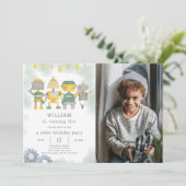 Groene Robot Verjaardagsuitnodiging met foto Kaart (Staand voorkant)