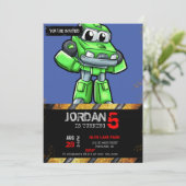 Groene robotauto-cartoon - Kies achtergrondkleur Kaart (Staand voorkant)