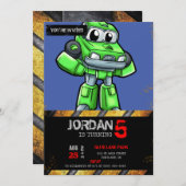 Groene robotauto-cartoon - Kies achtergrondkleur Kaart (Voorkant / Achterkant)