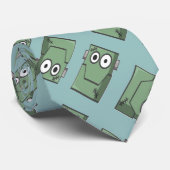 Groene robotkop op blauw stropdas (Opgerold)