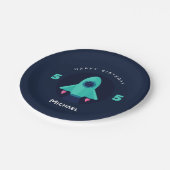 Groene Rocket Spaceship Boys 5e verjaardag Papieren Bordje (Gekanteld)