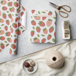 groene & rode aardbeien cadeaupapier