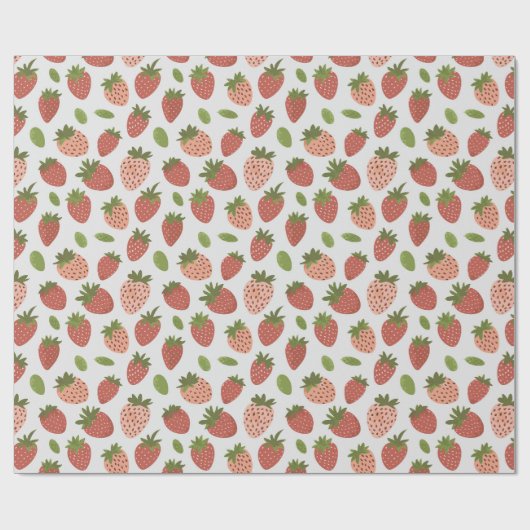  groene & rode aardbeien cadeaupapier (Vlak)