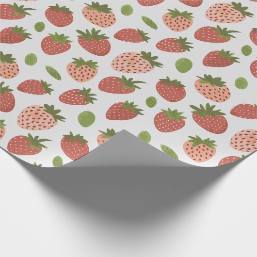  groene & rode aardbeien cadeaupapier (Hoek)