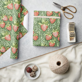 Groene Rode Aardbeien Fruit Verjaardag Cadeaupapier