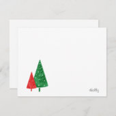 Groene, rode aquarel bomen briefkaart (Voorkant / Achterkant)