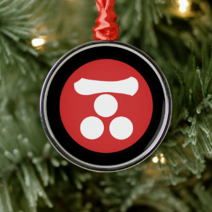 groene rode beige mori Mon Japan Art Metalen Ornament