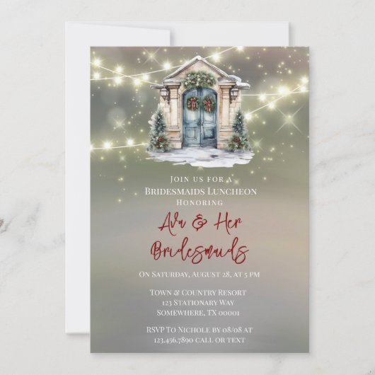 Groene Rode Berry Decor Deur Licht Bruidsmeisjes L Kaart (Voorkant)