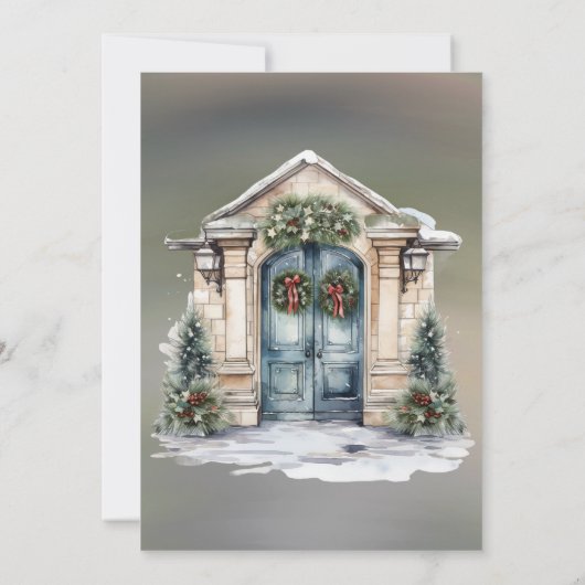 Groene Rode Berry Decor Deur Licht Bruidsmeisjes L Kaart (Achterkant)