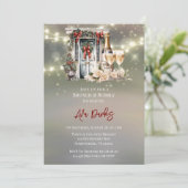 Groene Rode Berry Decor Deur Licht Brunch & Bubbly Kaart (Staand voorkant)