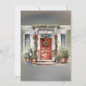 Groene Rode Berry Decor Deur Licht Trouwen Kaart (Achterkant)