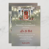 Groene Rode Berry Decor Deur Licht Trouwen Kaart (Voorkant / Achterkant)