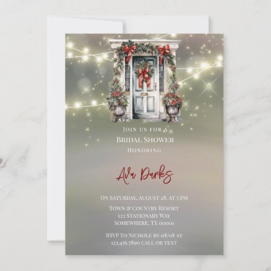 Groene Rode Berry Decor Deurlicht Vrijgezellenfees Kaart (Voorkant)