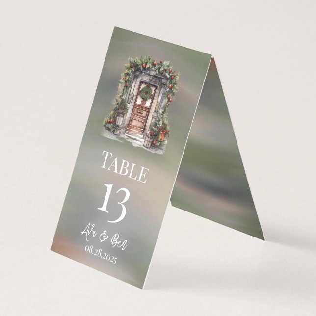 Groene Rode Berry Decorated Door Light Tafelnummer (Achterkant)