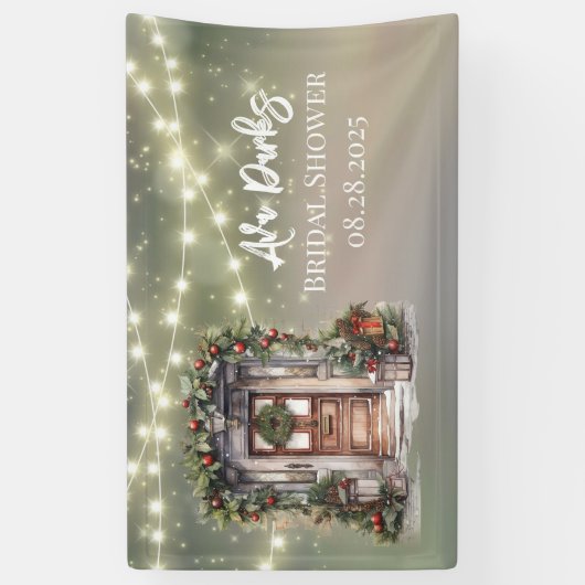 Groene rode bes versierde deur licht bruiloftsshow spandoek (Verticaal)