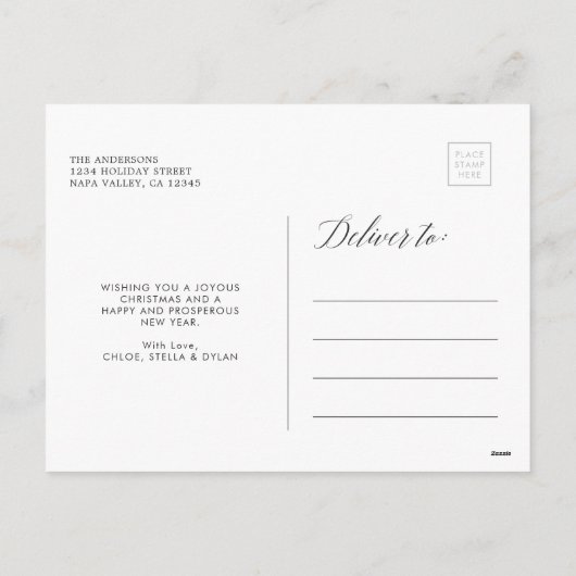 Groene rode bessen vakantie foto kerstkaart feestdagenkaart (Achterkant)