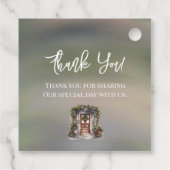 Groene rode bessen versierd deurlicht dank u bedankjes labels (Achterkant)