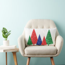 Groene, Rode & Blauwe Aquarel Bomen