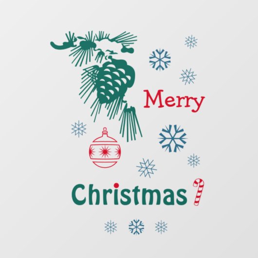 Groene Rode Blauwe Kerst Raamsticker (Vel)