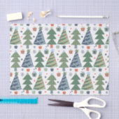 Groene rode blauwe kerstbomen feestelijk tissuepapier (Craft)