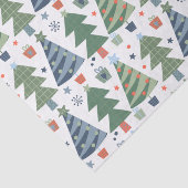 Groene Rode Blauwe Kerstbomen Festive Trendy Tissuepapier (Detail)