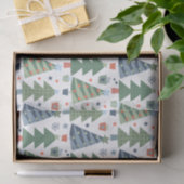 Groene Rode Blauwe Kerstbomen Festive Trendy Tissuepapier (Geschenk)