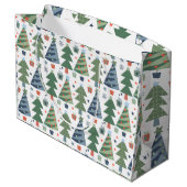 Groene rode blauwe kerstbomen groot cadeauzakje (Achterkant Gekanteld)